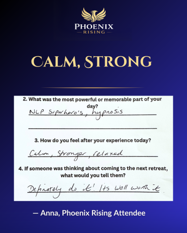 A testimonial from Anna, who felt calm and strong after the retreat day